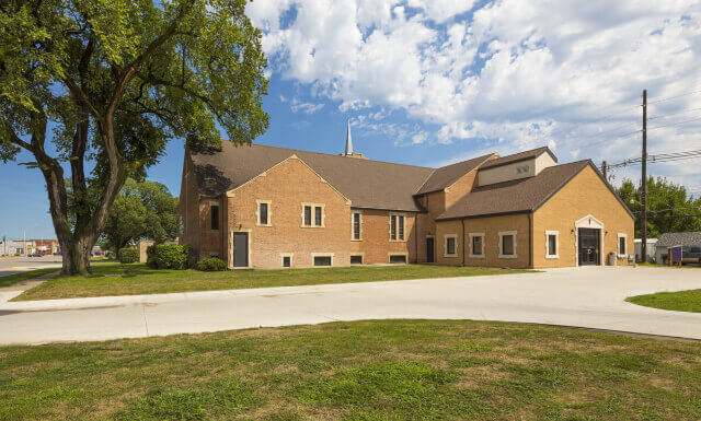 Red Brick Facade of Faith United Methodist Church